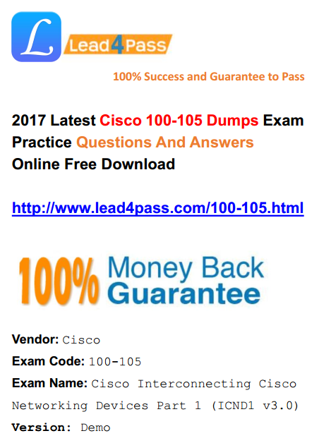 [100% Pass Rate] The Best Cisco 100-105 Dumps Exam Questions And Youtube Demo Free Update